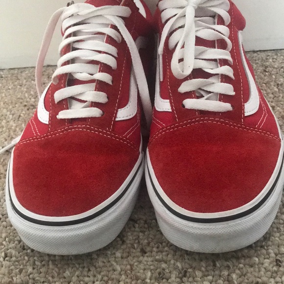 vans old skool racing red & true white shoes